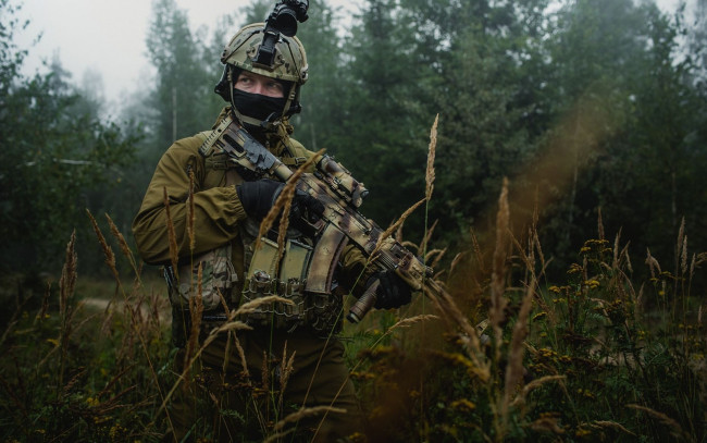 Обои картинки фото оружие, армия, спецназ, трава