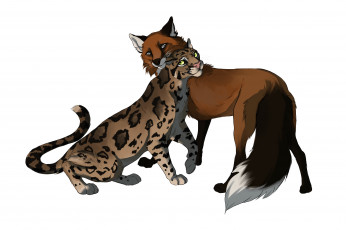 Картинка рисованные животные лиса леопард