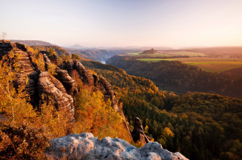 Картинка schandau germany природа пейзажи осень горы лес река