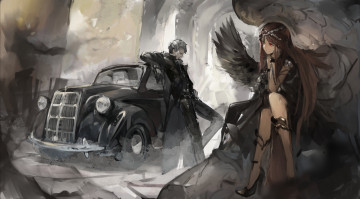 Картинка by nikogori mattyaduke аниме angels demons крылья платье машина мужчина плащ цепи ангел девушка
