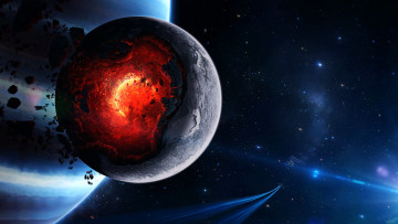 Картинка космос арт взрыв звезды планета