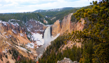 Картинка yellowstone national park природа водопады лес парк wyoming водопад горы