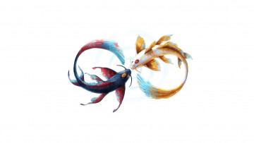 Картинка рисованное минимализм фон бесконечность рыбки