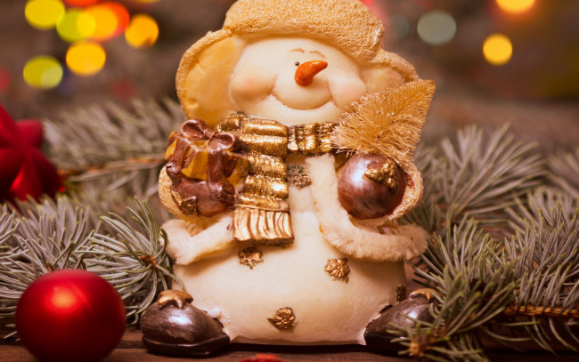 Обои картинки фото праздничные, снеговики, xmas, снеговик, christmas, merry, елка, новый, год, украшения, рождество, decoration