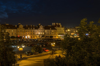 Картинка люблин города -+огни+ночного+города вечер дворец автомобили
