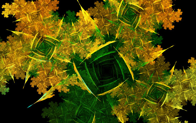Обои картинки фото 3д графика, абстракция , abstract, абстрактный, желто, зеленый, рисунок, на, черном, фоне