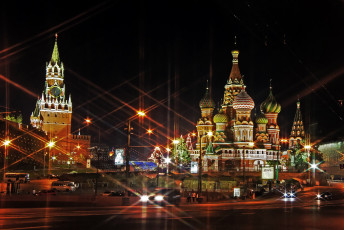 Картинка огни москвы города москва россия ночь