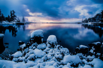 Картинка природа реки озера зима снег озеро sweden швеция пейзаж