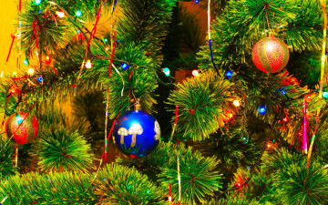 Картинка праздничные Ёлки украшения гирлянда мишура елка игрушки
