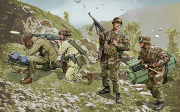 Картинка рисованные армия пулемёт солдаты оружие автомат немецкие бранденбургские войска