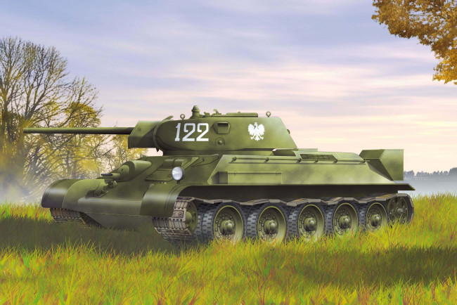 Обои картинки фото рисованные, армия, советский, т-34-76, танк, тридцатьчетверка, образца, 1942г, средний