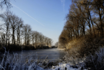 Картинка природа реки озера трава лед река снег деревья