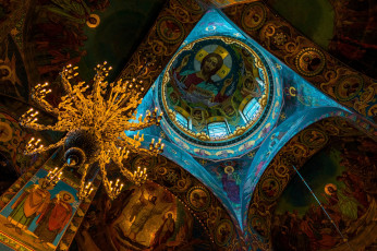 Картинка интерьер убранство +роспись+храма иконопись купол святость божественный лик православие