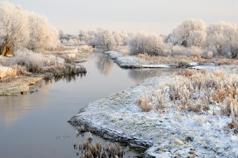 Картинка литва ++акмяне природа зима акмяне снег река лес