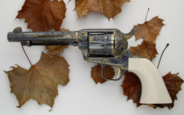 Картинка оружие револьверы листья