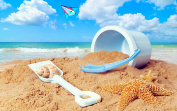 обоя разное, - другое, море, sand, песок, солнце, пляж, summer, starfish, beach, sea, sunshine