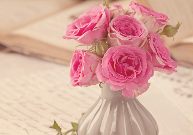 Обои картинки фото цветы, розы, roses, винтаж, bouquet, flower, pink, style, vintage