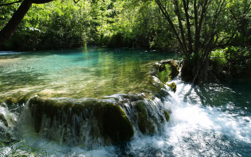 Картинка природа водопады река лес
