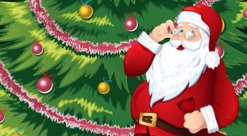 Картинка праздничные векторная+графика+ новый+год фон рождество игрушки костюм дедушка клаус праздник дед санта-клаус Ёлка елка санта - новый год