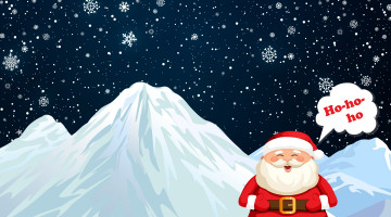 Картинка праздничные векторная+графика+ новый+год снежинки дедушка костюм санта санта-клаус дед клаус горы праздник фон новый год минимализм снег рождество