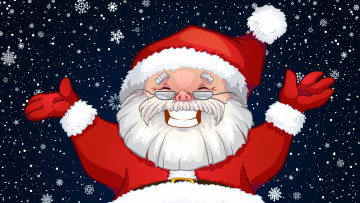 Картинка праздничные векторная+графика+ новый+год санта клаус фон праздник улыбка лицо снежинки дедушка костюм санта-клаус - дед снег рождество новый год борода