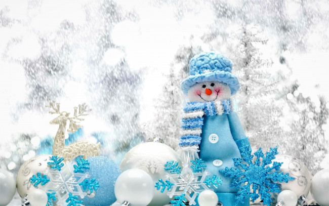Обои картинки фото праздничные, снеговики, праздник, новый, год, фон