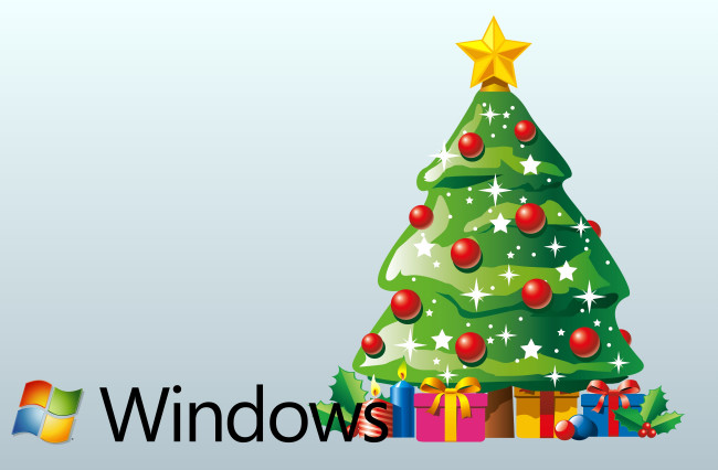 Обои картинки фото компьютеры, windows xp, украшения, елка, новый, год, фон, праздник