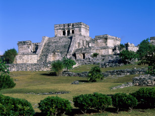 обоя el, castillo, tulum, mexico, города, исторические, архитектурные, памятники