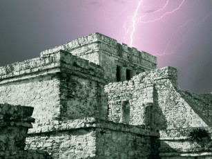 обоя el, castillo, tulum, yucatan, mexico, города, исторические, архитектурные, памятники