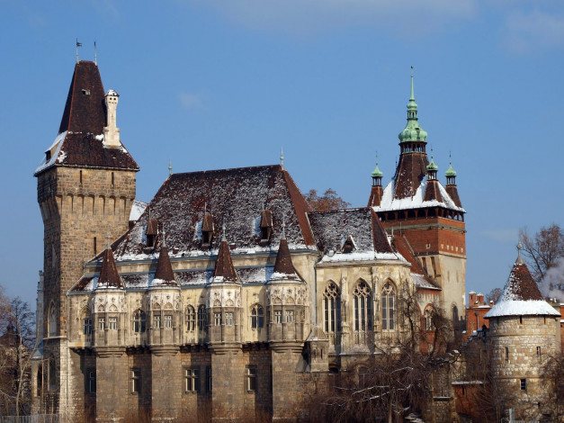 Обои картинки фото vajdahunyad, castle, budapest, hungary, города, будапешт, венгрия