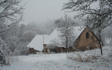 Картинка разное сооружения постройки зима снег домик