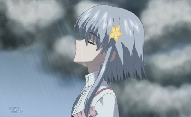 Обои картинки фото sola, аниме, дождь, девочка