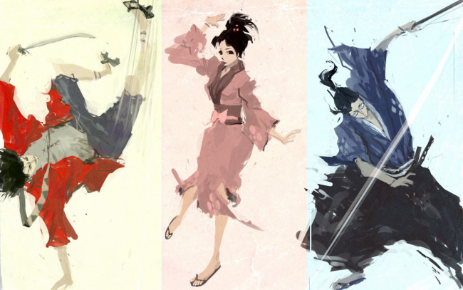 Обои картинки фото аниме, samurai, champloo, fuu, mugen, jin