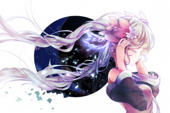 Картинка аниме vocaloid круг цветы арт longyuyi hatsune miku волосы девушка