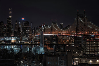 Картинка города нью-йорк+ сша roosevelt island new york ночь