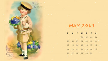 обоя календари, рисованные,  векторная графика, ребенок, цветы, корзина