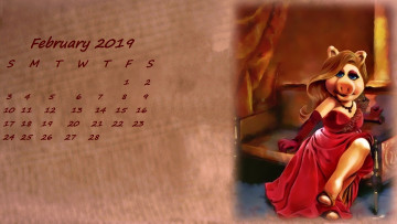 Картинка календари рисованные +векторная+графика поросенок платье диван свинья