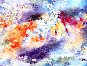 Картинка рисованное цветы абстракция