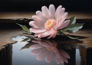 Картинка рисованное 3д+графика цветы+ flowers хризантема цветок розовый арт вода