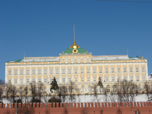 обоя кремль, вид, софийской, набережной, города, москва, россия