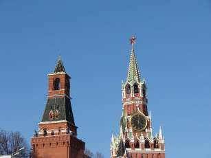 обоя спасская, башня, города, москва, россия