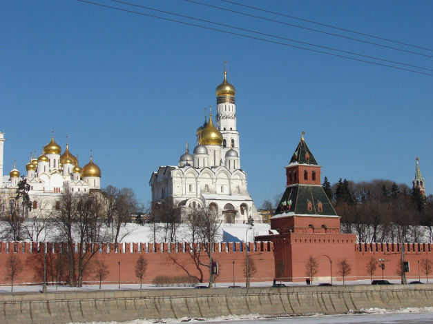 Обои картинки фото вид, на, соборную, площадь, софийской, набережной, города, москва, россия