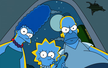 обоя мультфильмы, the, simpsons, лиза, мардж, гомер, семейка