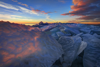 Картинка sweden природа айсберги ледники закат торос лёд швеция