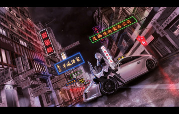 Картинка аниме touhou автомобиль оружие девушка
