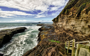 Картинка природа побережье океан скалы помост проток