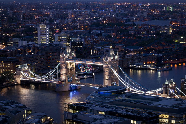 Обои картинки фото города, лондон, великобритания, ночь, река, мост