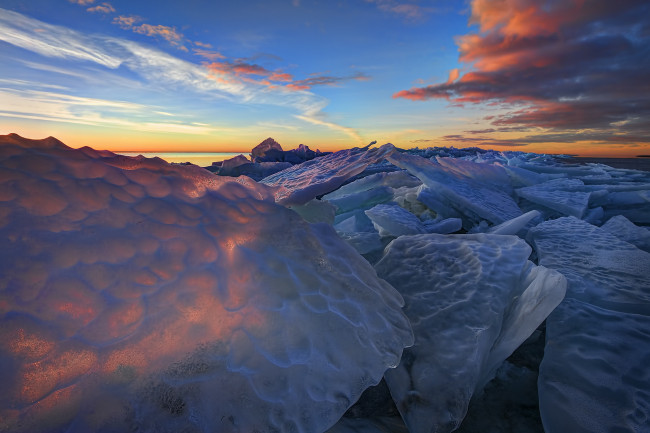Обои картинки фото sweden, природа, айсберги, ледники, закат, торос, лёд, швеция