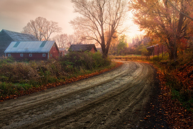 Обои картинки фото природа, дороги, село, дорога, осень