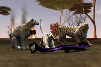 Картинка 3д+графика animals+ животные тигр леопард